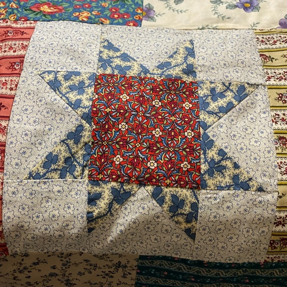 Handmade Patchwork Star Quilt - Multicolor